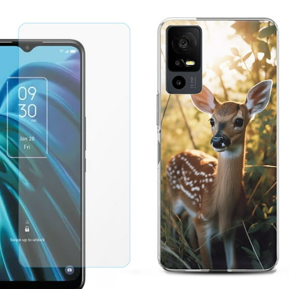 OneToughShield ® for TCL 40 XE 5G Shockproof Fashion Phone Case, with Tempered Glass Screen Protector - Fawn Deer