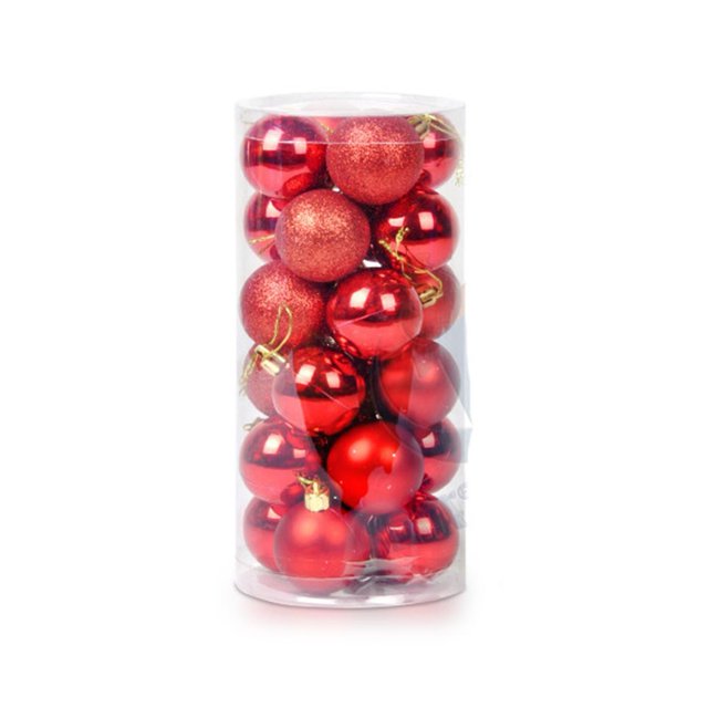 4cm 24 Uds bolas de Navidad purpurina antidecoloración bolas de decoración de árbol de Navidad de plástico para el hogar