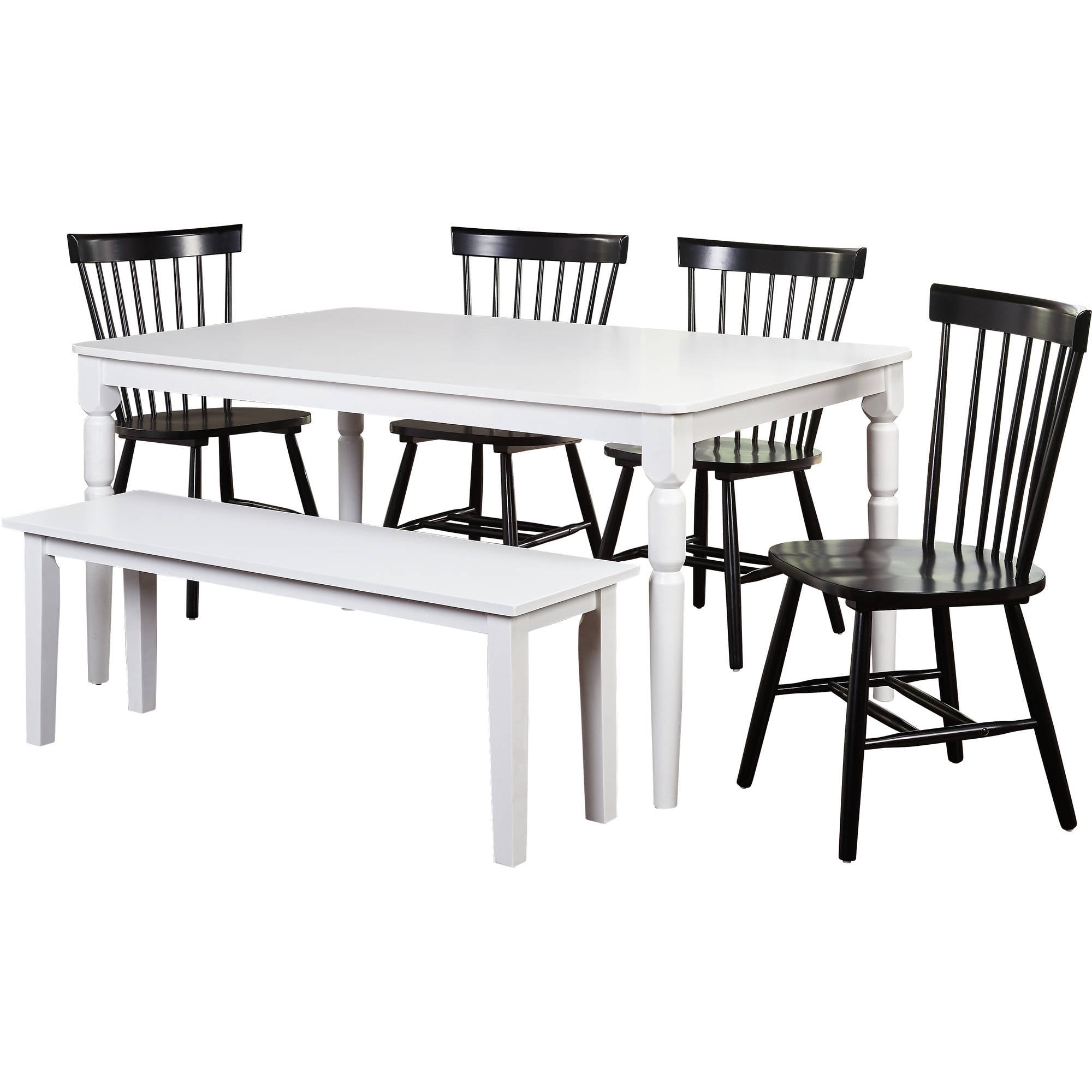 Venice 6-Piece Dining Set with bench, Multiple Colors