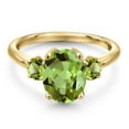thumbnail image 3 of Gem Stone King 3.40 Ct Oval Green Peridot 18K Yellow Gold Plated Silver Ring, 3 of 6
