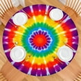 thumbnail image 2 of Rainbow Tie Dye Mandala Round Fitted Tablecloth with Elastic Edge,Dining Table Cover Waterproof,Outdoor Round Tablecloth for Camping,Dining,Indoor and Outdoor, 2 of 7