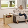thumbnail image 5 of Lacoo End Table Set of 2 with Lights & Power Outlet, Fluted Nightstand with 2 Drawers for Bedroom, Sofa Side End Table for Living Room, Natural, 5 of 8