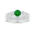thumbnail image 4 of ANGARA Natural Aeon Vintage Style Emerald and Diamond Three Stone Engagement Ring in 14K White Gold for Women (Size-5mm) | May Birthstone, Anniversary, Jewelry Gift for Women | Natural Emerald Ring, 4 of 9