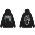 thumbnail image 3 of Sudadera con capucha informal de estilo americano, holgada, con diseño de calavera y huesos largos, estilo venganza, para parejas, 3 of 5