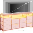 thumbnail image 4 of TV Stand with 10 Fabric Drawers for 65 70 75 Inches TV, 63" W Entertainment Center TV Console Table with LED Lights & Power Outlets & Open Storage Shelves, 4 of 8