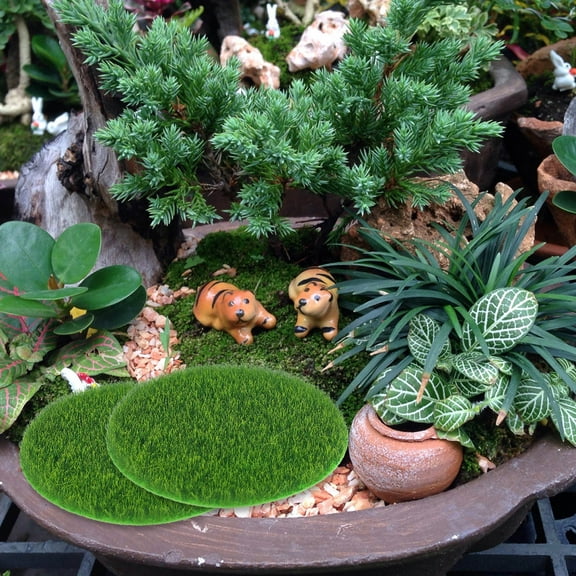 HIAKDOFT 8Pcs Green Fairy Grass Mat for Craft Materials and Diy Projects