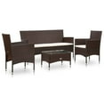 thumbnail image 2 of vidaXL Patio Furniture Set 4 Piece Patio Sectional Sofa with Table Poly Rattan, 2 of 6