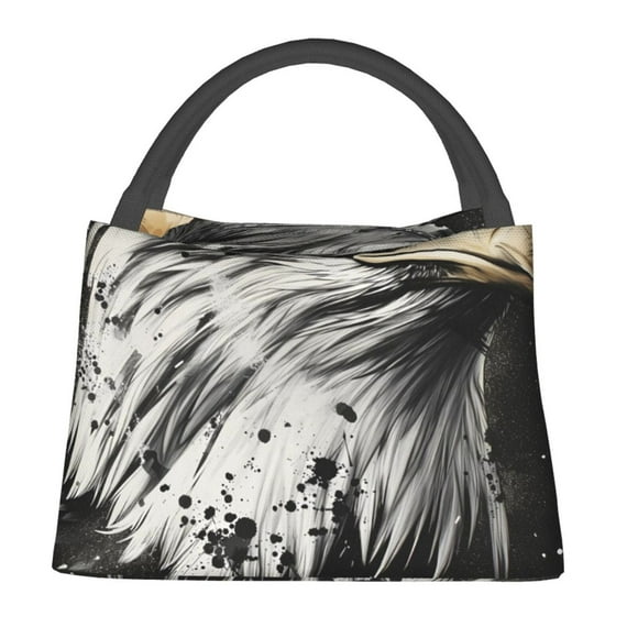 Fotbe Ink Style Bald Eagle Bolsa Térmica Portátil con Estampado, Bolsa de Entrega de Alimentos Aislada, Bolsa Reutilizable de Gran Capacidad para Comidas y Supermercado