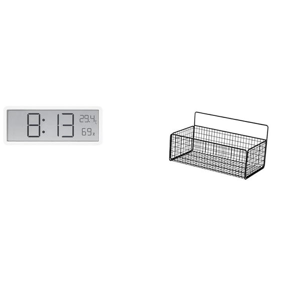 Reloj De Pared Digital, Reloj De Escritorio, Multiusos, Pantalla Grande, Temperatura Y Humedad, Para Oficina, Dormitorio, Cestas Colgantes De Pared, Estantes Flotantes, Organizador De Baño De