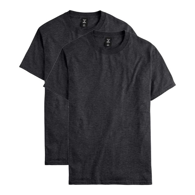 Camiseta Hanes Beefy de manga corta para hombre, paquete de 2, color gris