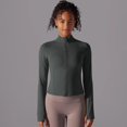 thumbnail image 2 of Top de Yoga para mujer, abrigo de gimnasio, Tops ajustados con cremallera para Fitness, chaqueta deportiva de manga larga, ropa de gimnasio, Tops atléticos para mujer, 2 of 5
