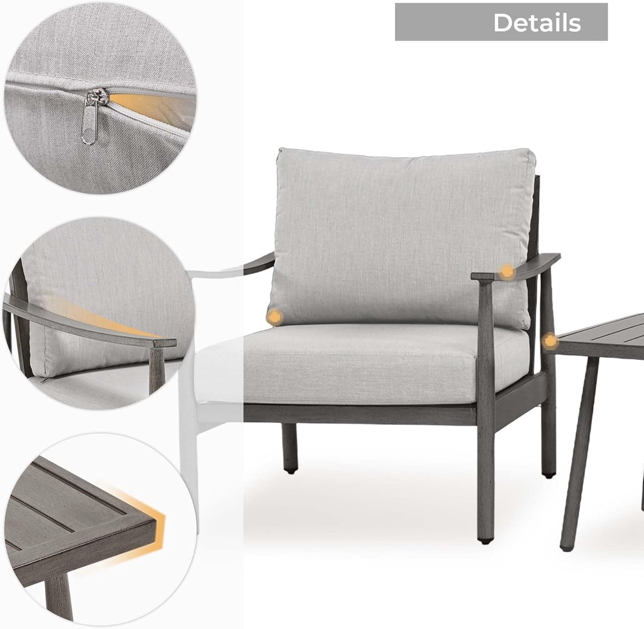 5 Piece Aluminum Patio Furniture Set, Outdoor Sectional Sofa with Coffee Table, Garden Conversation Set with Loveseat and 3-Seat Sofa