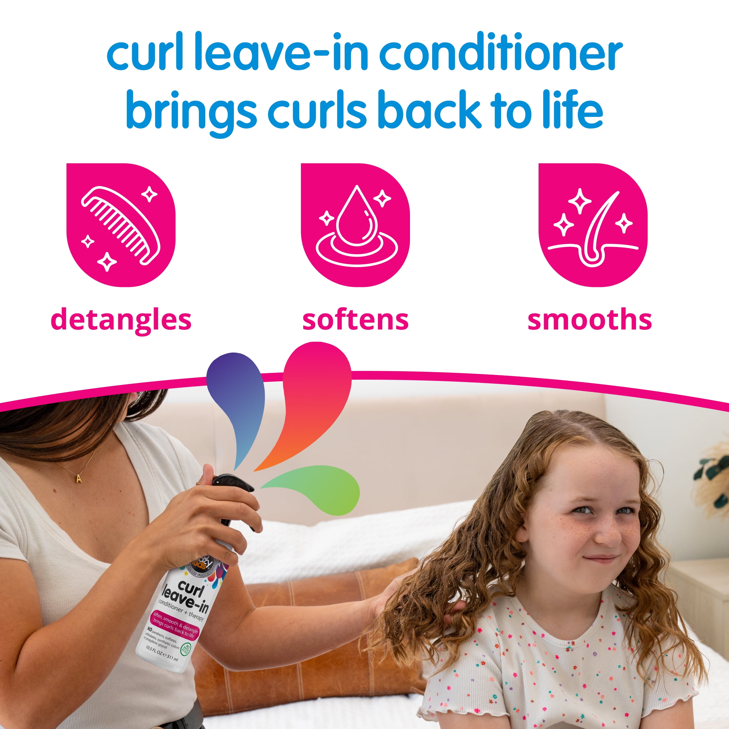 SoCozy Kids Curl Leave In Conditioner + Therapy Spray for Soft, Shiny Hair, 10.5 Fl Oz