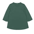 thumbnail image 3 of Round Neck 3/4 Sleeve Pleated Front Line T Shirt Summer Tee Shirts for Women Swim Shorts Women Woman Shirts Summer Shirts Men Womens Hiking Shirts Top Solid Color Shirts Womens Shirts for Summer Women, 3 of 3