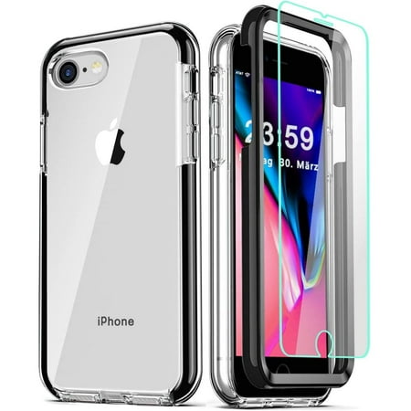IGUOHAO Compatible For IPhone SE 2022/2020 Case 4.7 Inch, With [2 X Tempered Glass Screen Protector Clear 360 Full Body Coverage Hard Pc Soft Silicone Tpu 3in1