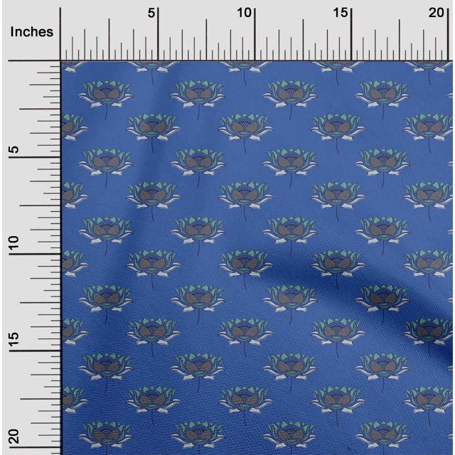 oneOone Tissu Popeline de Coton Imprimé Bloc de Lotus 56 Pouces de Large