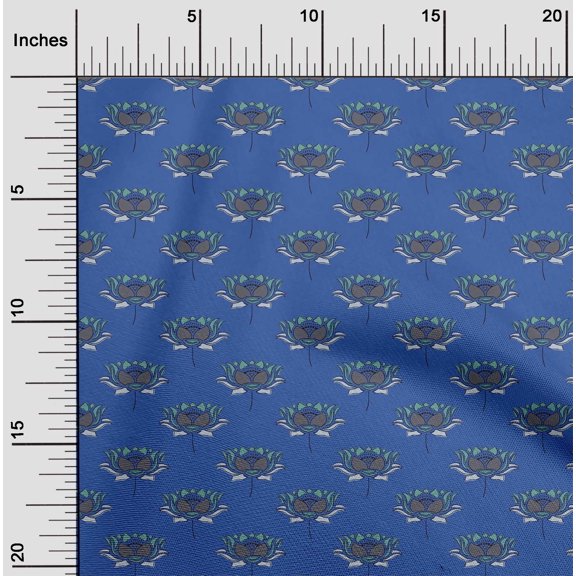 oneOone Viscose Chiffon Fabric Lotus Block Print Fabric BTY 42 Inch Wide