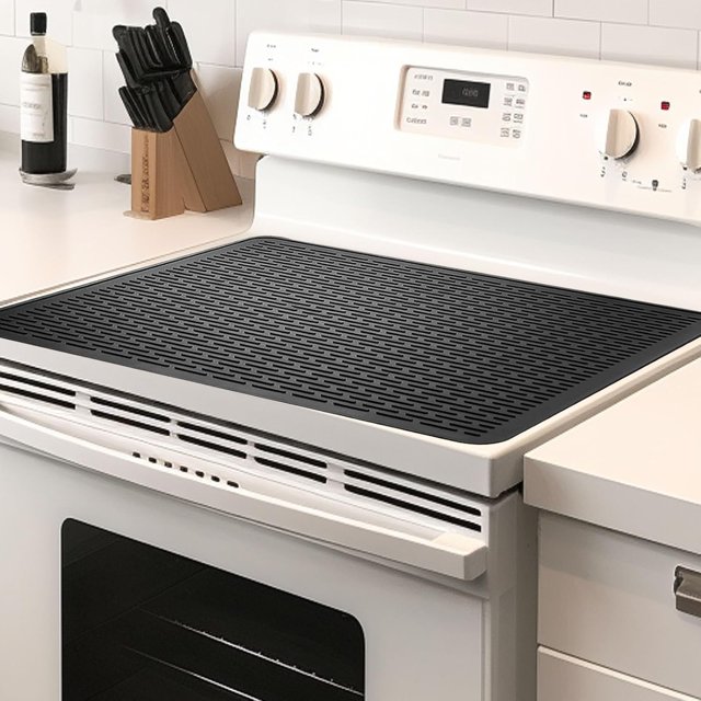 Silicone Electric Stove Cover Mat, 28 * 20 Inches Glass Top Stove Cover Heat Resistant Glass Cooktop Cover, Silicone Stove Top Cover for Protect Kitchen Counter Surface
