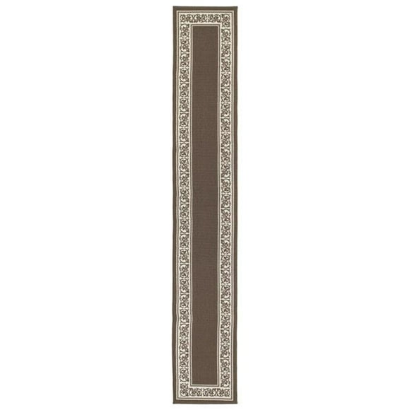 Madison Industries FLO-20X120-SA 20 x 120 in. Floral Border Extra Long Rectangle Runner Rug - Sand