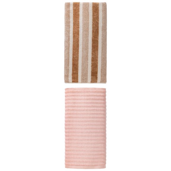 Unique Bargains Extra Soft Plush Bath Towel 2 Pack Brown/Pink 71" x 35"/55" x 28"