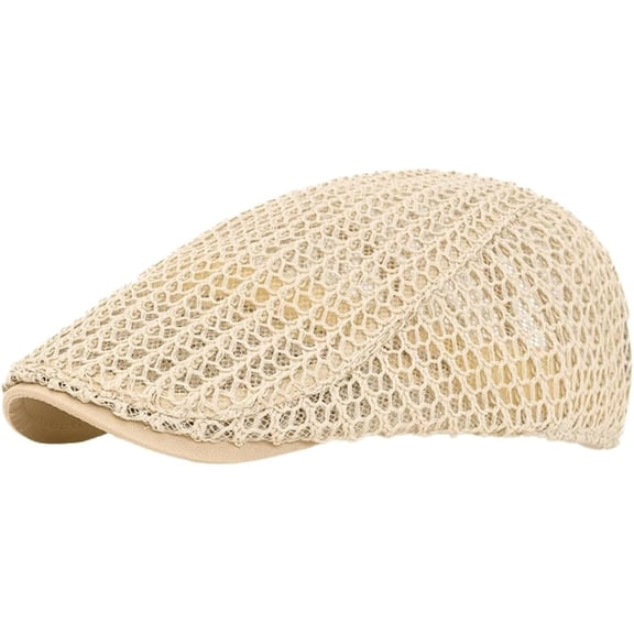 AKcxy Newsboy Cap Mesh Jacquard Breathable Lyocell Peaked Beret Painter Hat for Men Women