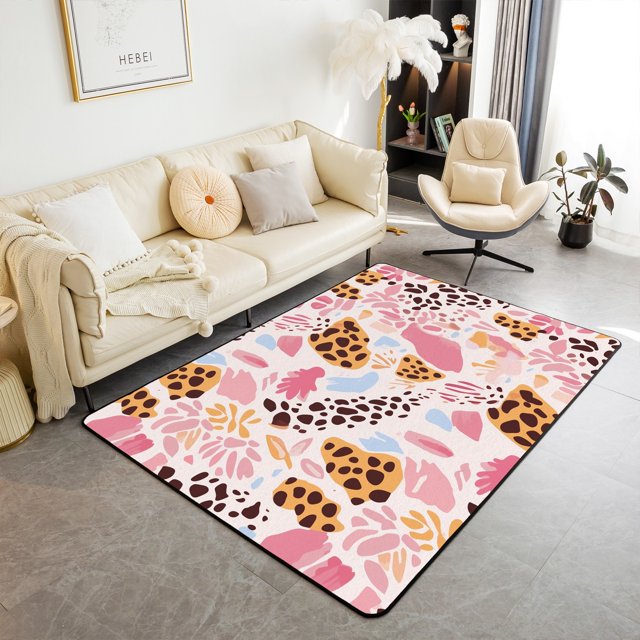 YST Tiger Print Indoor Floor Mat 5x7 Leopard Print Decorative Rug for Girls Woman Colorful Irregular Pattern Area Rug Modern Abstract theme Carpet Indoor Outdoor Decorative Accent Rug