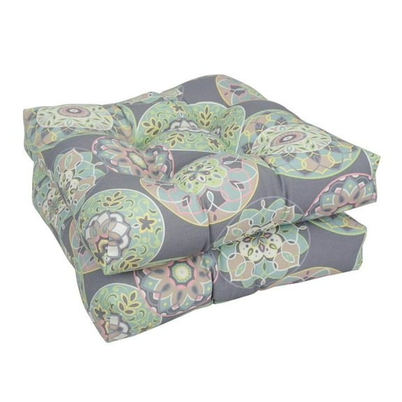 Blazing Needles 19-inch Squared Polyester Outdoor Tufted Dining Chair Cushion