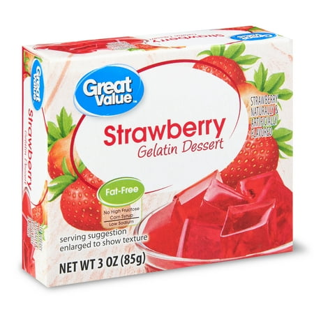Great Value Gelatin Dessert, Strawberry, 3 oz