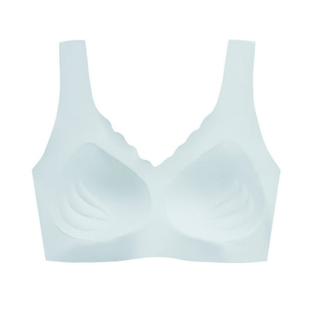 

Cathalem Pads for Sports Bras Comfort Sleep Bra for Women Wireless Padded Balette Seamless Everyday Bras Sports Bras for Girls Underwear Light Blue XX-Large