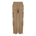 thumbnail image 5 of AILIYIL Women'S Solid Color Low Rise Multi Pocket Cargo Casual Trousers (Khaki,M), 5 of 7