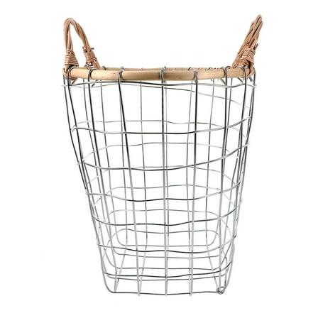 LULULION Metal Firewood Storage Basket Vintage Rustic Round Wire Basket for Organized Space