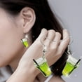 thumbnail image 3 of KDSJSXW Pearl Earrings for Women Personal Fruit Tea Lemon Tea Crystal Tassel Earrings Silver Zircon Elegant Wedding Women Accessories Jewelry Gift for Her Earrings for Women (Green,One Size), 3 of 5