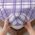 thumbnail image 3 of Cal.King Size Fitted Sheet Set - Purple Plaid 3 Piece Bedding Sets 16" Deep Pocket Fitted Sheet with 2 Pillowcases, White Stripes Modern Grids Geometric Brushed Microfiber Hotel Luxury Bed Sheets, 3 of 9