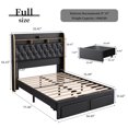 thumbnail image 2 of SIBEDS LED Bed Frame with 2 Storage Drawers and Galaxy Star Projector PU Upholstered Black Tufted Wingback Headboard, Full, 2 of 8