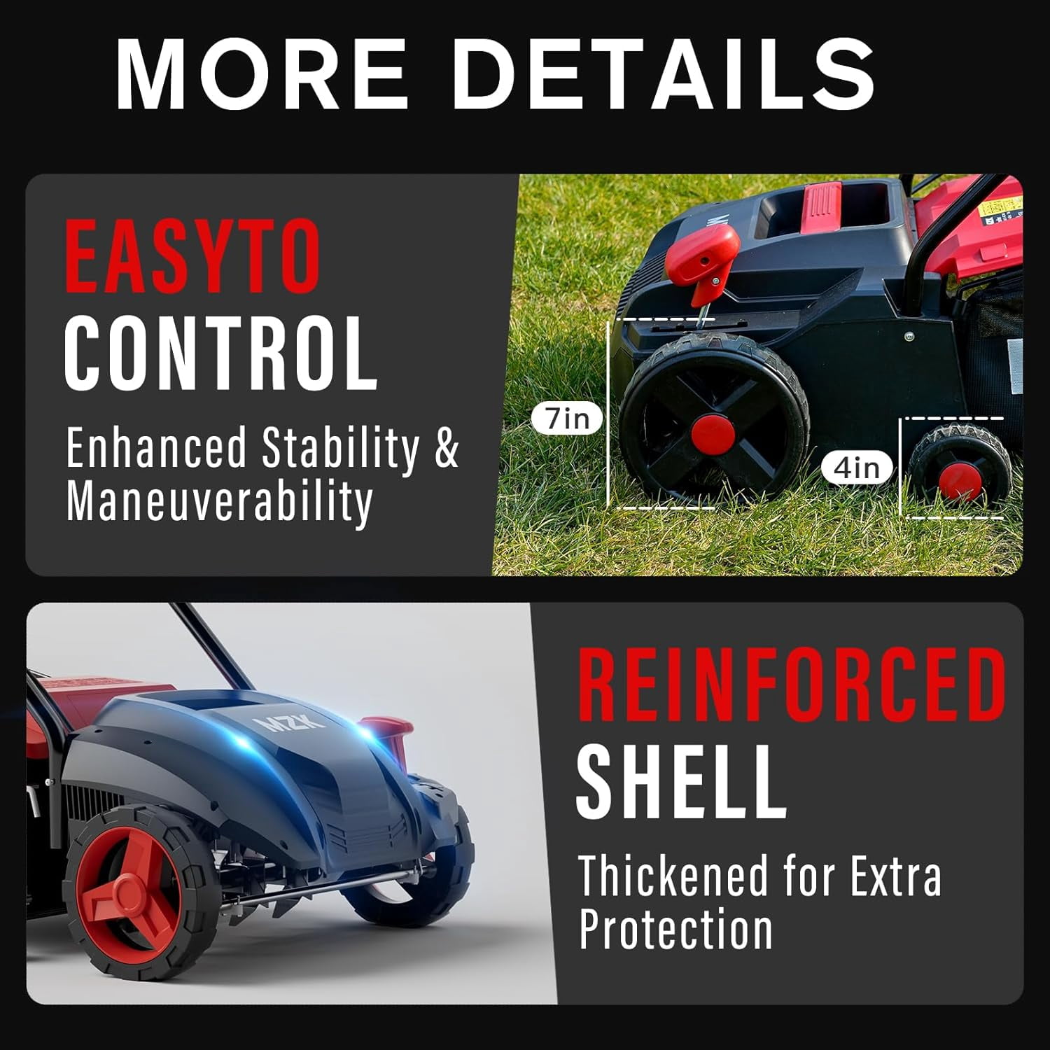 MZK 13-inch 13-Amp 2-in-1 Electric Dethatcher and Scarifier w/Removeable 4-Position Height Adjustment,Lawn dethatcher w/8-Gallon Thatch Collection Bag,Keep Lawn Health DS13A02