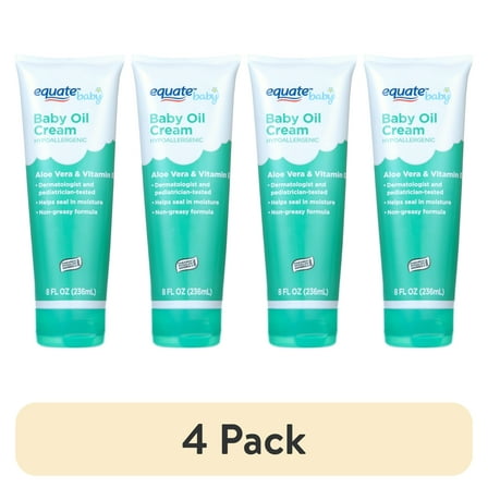 (4 pack) Equate Baby Oil Cream with Aloe Vera and Vitamin E, 8 fl oz