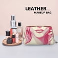 thumbnail image 4 of Bingfone Ace Of Diamonds Lady Print Leather Makeup Bag, Portable Hand-held Zipper Female Cosmetic Bag Toiletry Bag, Suitable for Home and Travel, 4 of 6