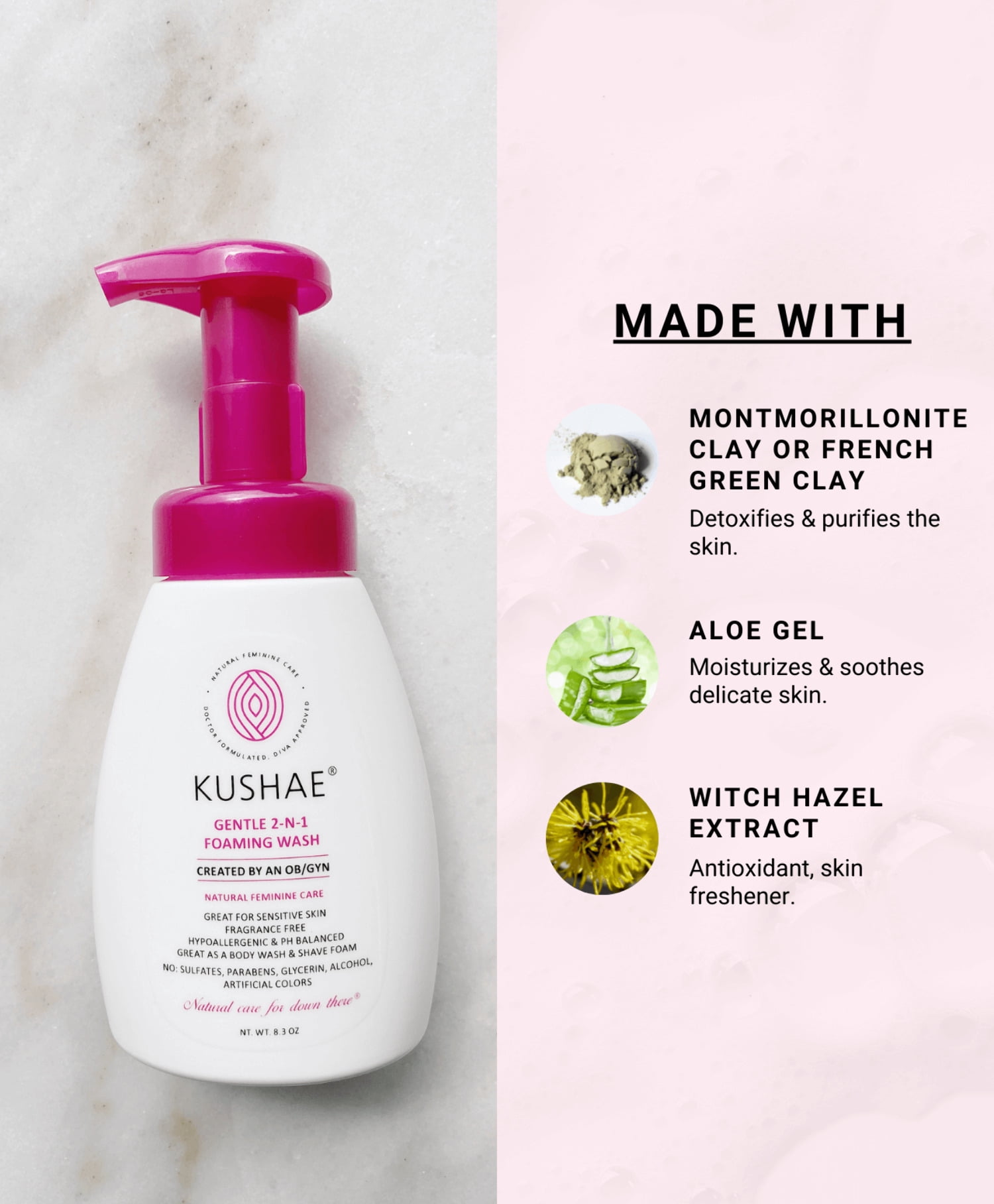 Kushae Gentle 2-N-1 Foaming Feminine Wash, 2 Pack