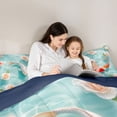 thumbnail image 4 of Feelyou Lucky Koi Fish Full Size Comforter Sets for Kids Women Girls, Lake Rose Flower Bedding Sets, Green, Blue Reversible, 3pcs, 4 of 6