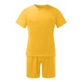thumbnail image 2 of PEASKJP Sets for Men Men's Short Sets Outfits 2 Piece Summer Tracksuit Short Sleeve Shirt and Shorts Set Casual Sport Suit (Yellow,XXL), 2 of 4
