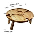 thumbnail image 3 of ¡Compre 2 y obtenga 3! Mesa de picnic plegable al aire libre de madera con soporte de vidrio 2 en 1 estante para copas de vino, 3 of 5