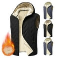 thumbnail image 2 of ZCFZJW Mens Winter Hooded Puffer Vest Plush ThicK Warm Sleeveless Sherpa Fleece Lined Quilted Puffy Jacket Casual Outdoor Vests with Zipper Pockets Black S, 2 of 10