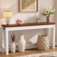 thumbnail image 4 of Homieasy 63" Console Tables for Entryway, Long Console Tables for Living Room, Behind Couch Table, Sturdy Wood Support Farmhouse Entryway Table with 3AC+2USB Changing Station, Rustic Oak, 4 of 7
