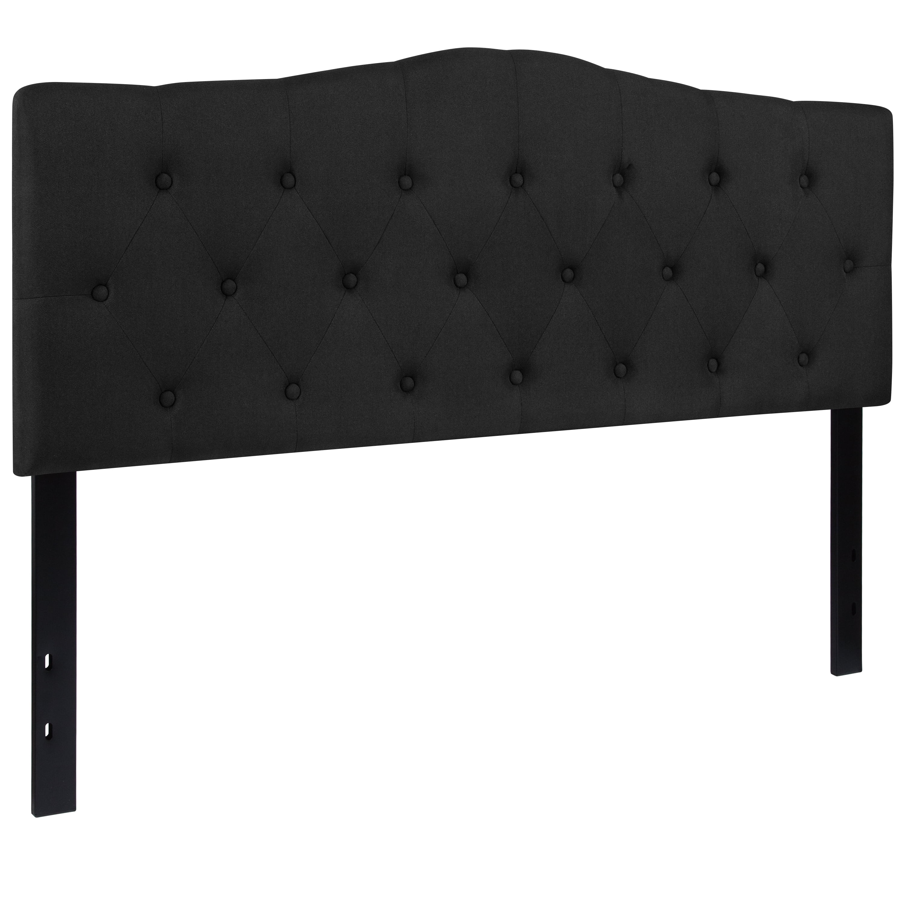 BizChair Arched Button Tufted Upholstered Queen Size Headboard in Black Fabric