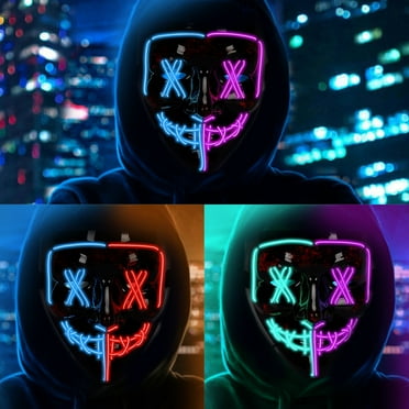 Garvee Halloween Scary Mask LED Mask LED Purge Mask [3PACK] LED Light Up Mask EL Wire Light Up