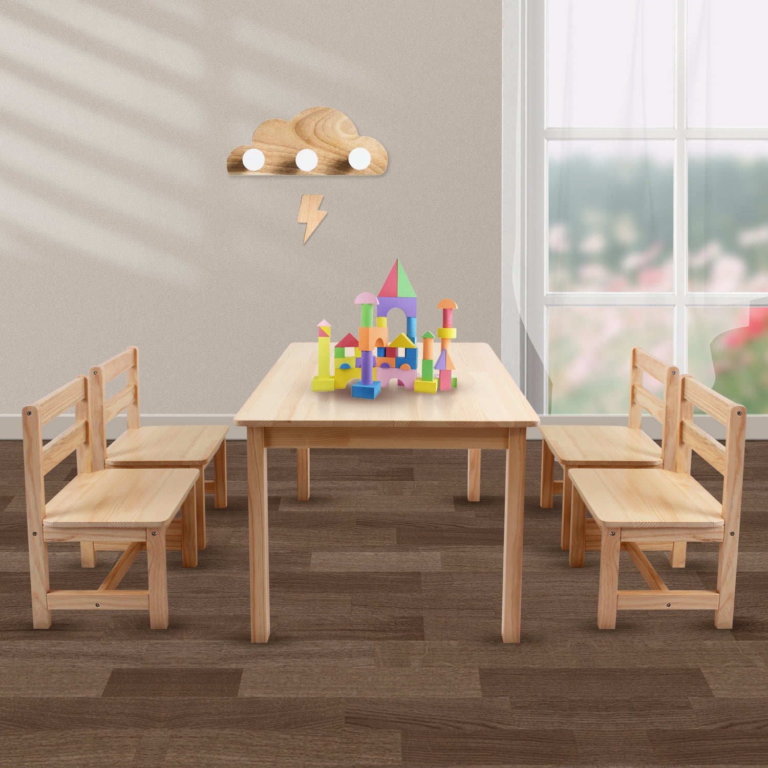 Wooden Kids Table and Chairs Set Solid Hard Wood sturdy child tables and chair 