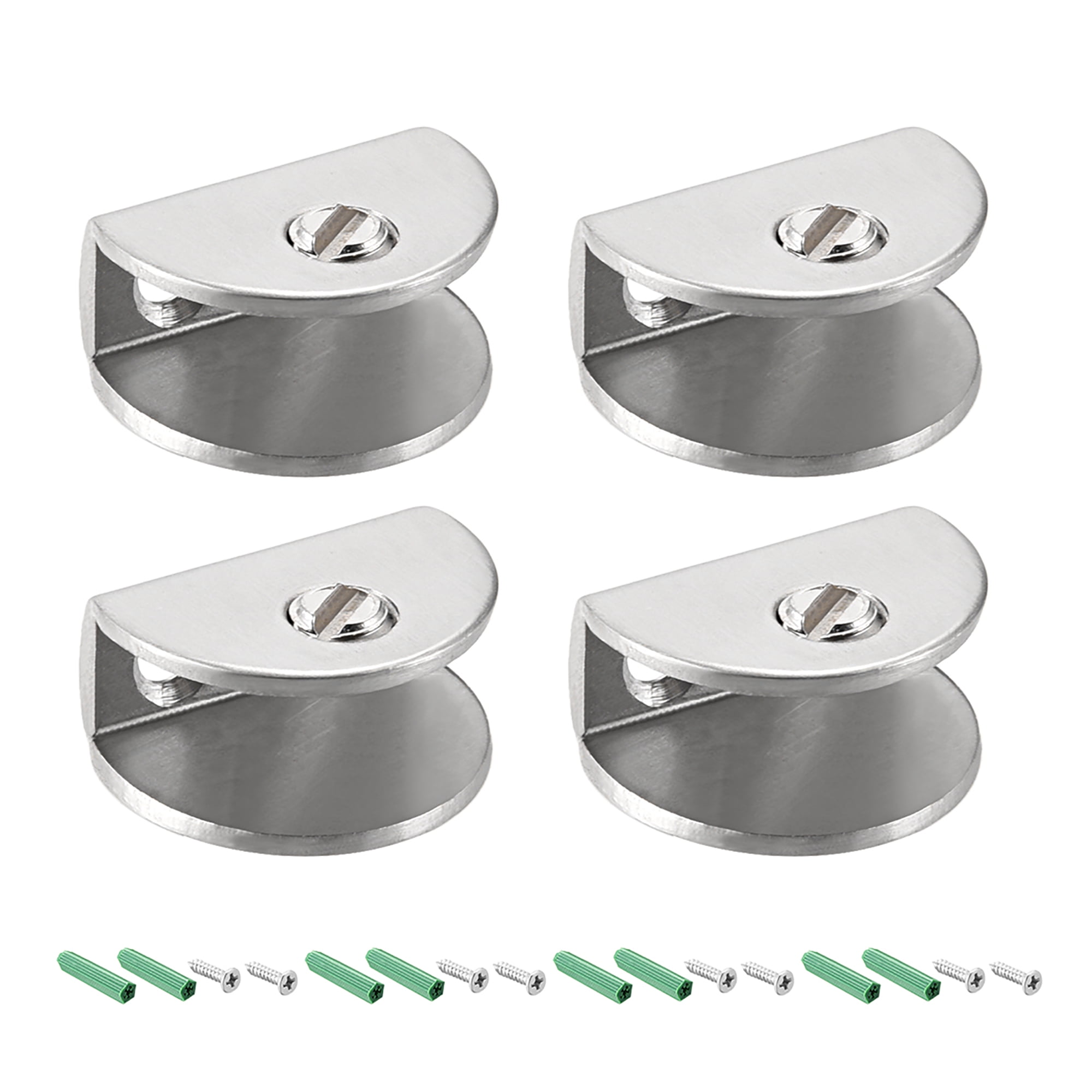 4pcs Small Stainless Steel Glass Clamp Clip Flat Back Bracket Holder 