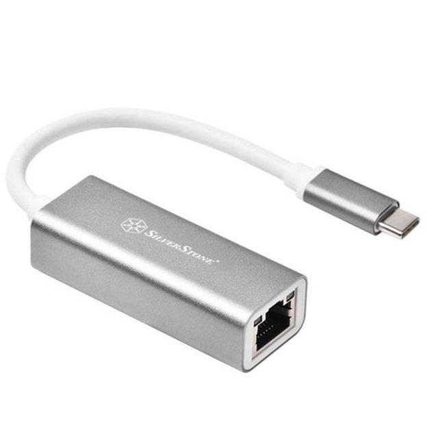 SilverStone Technologies EP13C Adaptateur Réseau Ethernet USB 3.1 Type-C Génération1 vers RJ45 Gigabit, Charbon
