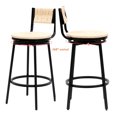 thumbnail image 4 of Handwoven Swivel Bar Stools Set of 2 Round Counter Height Bar Stools with Back Farmhouse Dining Chairs for Kitchen Island (Creamy White), 4 of 10