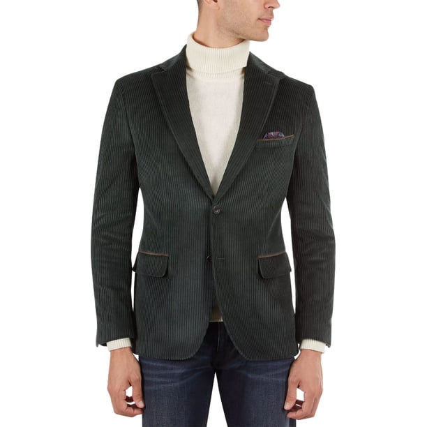 Tallia Mens SlimFit Corduroy Sport Coat 44 Short Dark Green Blazer
